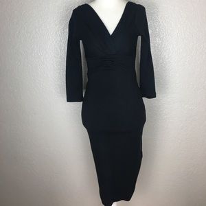 B.R. Plunge Long Sleeve Midi Bodycon Work Dress